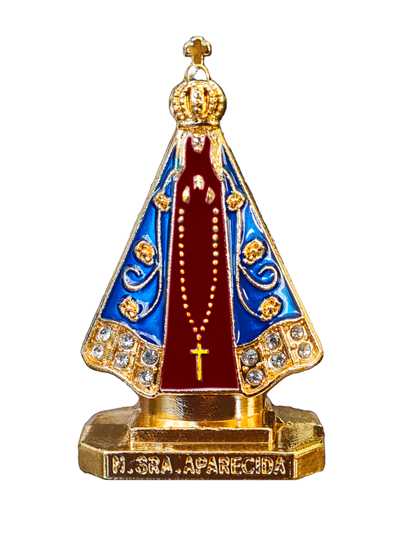 brinde_NSraAparecida-dourada-veste-marrom