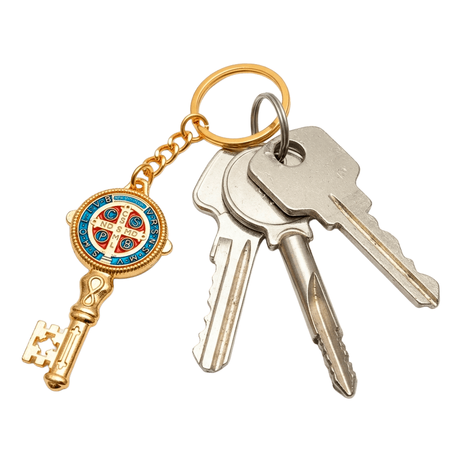Chaveiro de São Bento rosé ouro