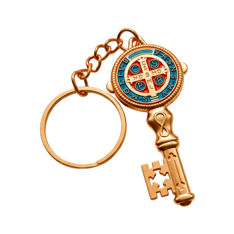 Chaveiro de São Bento - frente teal