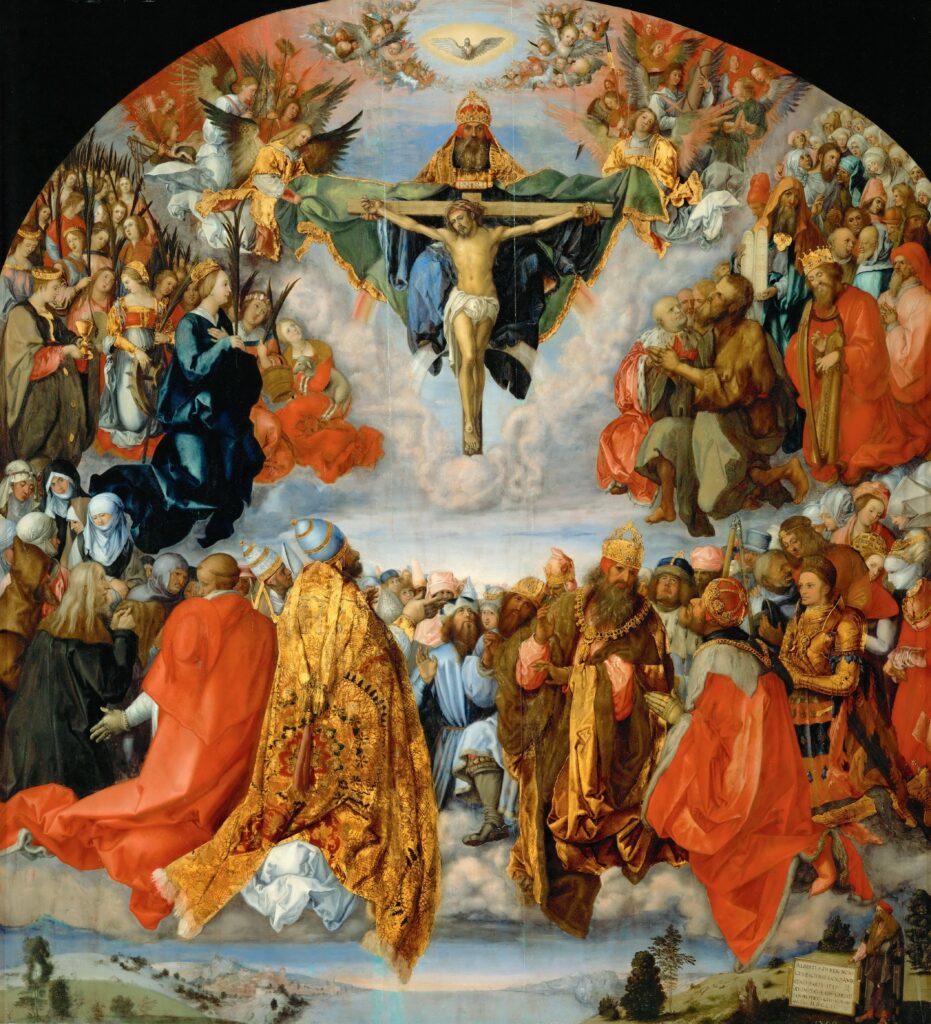 Adoração da Santíssima Trindade, pintura de Alberto Durer
