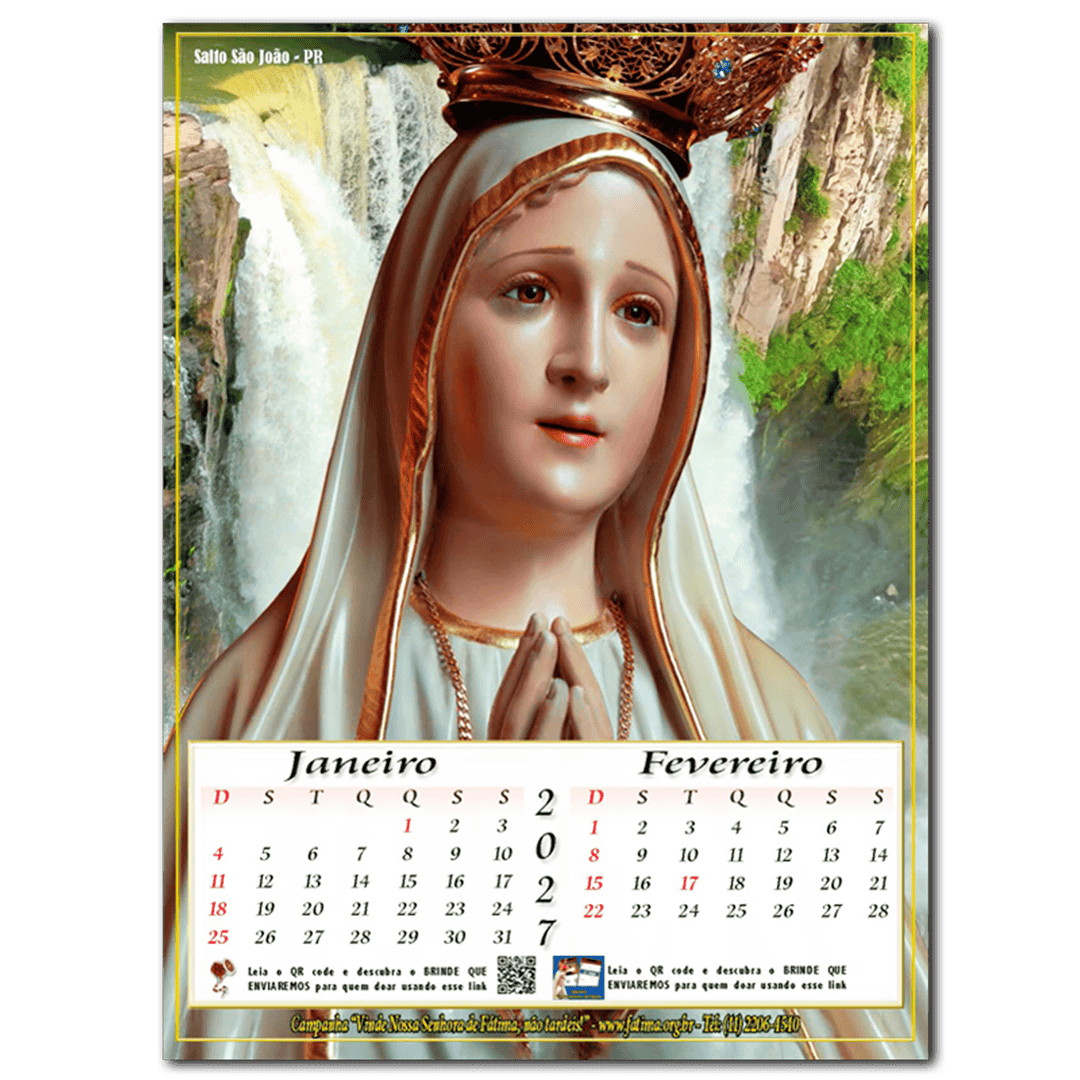 Capa do Calendário 2027 de Nossa Senhora de Fátima