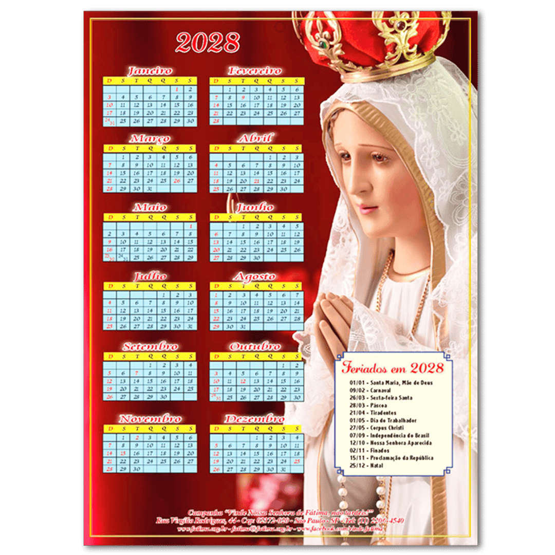 Calendário 2027 – página do sexto mês